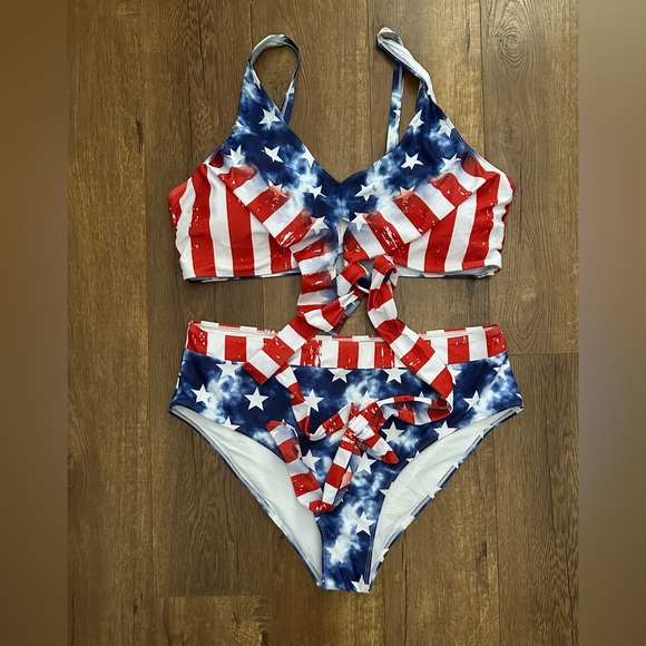 4XL holiday colored stripe star bikini set - Picture 1 of 6